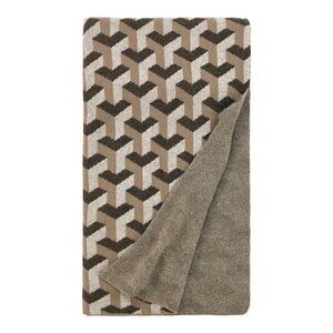 NWT Dwell Studio Lambwool Throw Blanket Afghan Brown Geometric Pattern 70”x50”